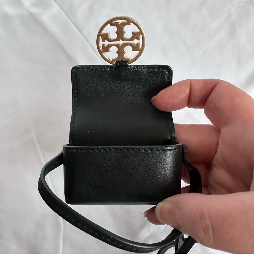 Tory Burch -Miller style black leather AirPod holder